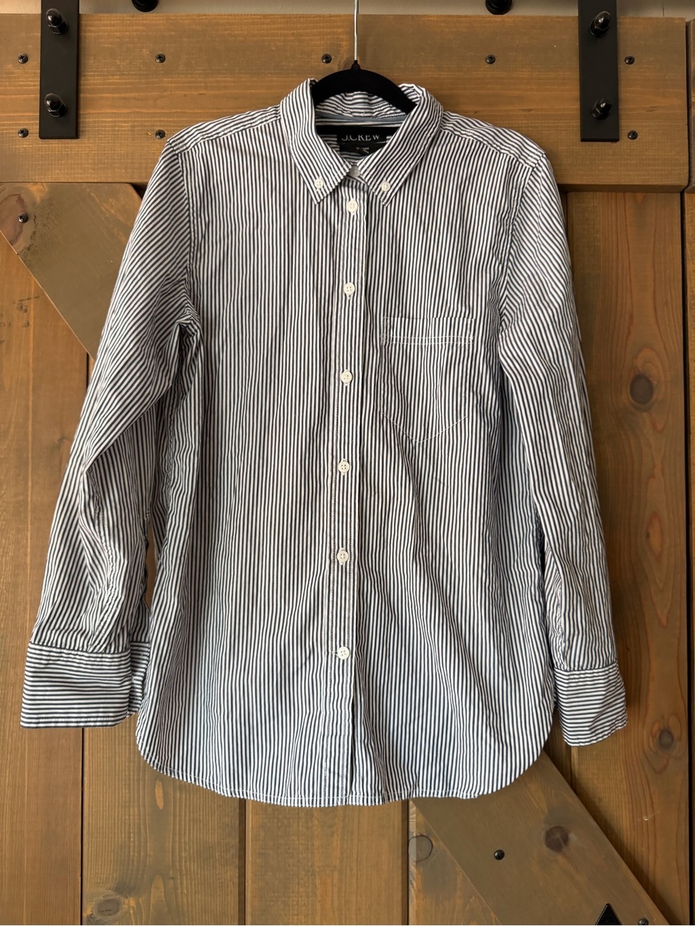 J. Crew Striped Navy and White Button-Down Shirt
